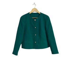 LAFAYETTE 148 NWT Wintergreen Wool Collarless Blazer, Size 6